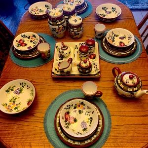 Strawberry Plaid Oneida Dinnerware etc